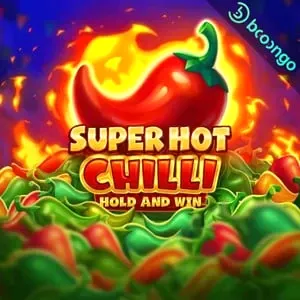 Super Hot Chilli slot game with a fiery red chili pepper and green chilies in a hot flames background